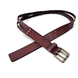 Vintage GAP Brown Leather 1.25" Wide Boho Studded Belt Womens Small